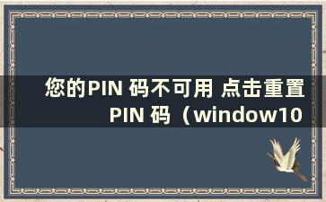 您的PIN 码不可用 点击重置PIN 码（window10 您的PIN 码不可用）